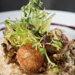 Risotto with scallops three giant pan roasted scallops served over our seasonal risotto